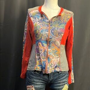 Kaktus Multicolor Paisley Zip-Up Top unique